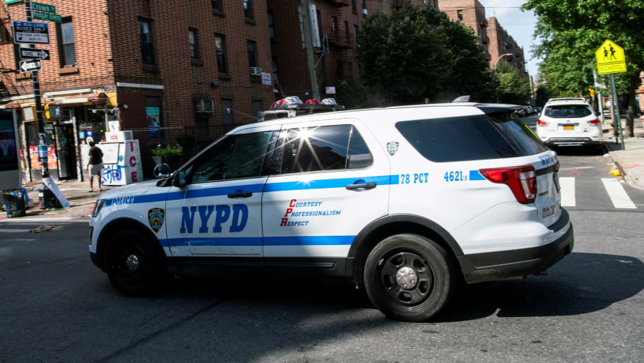 NYPD car patrols in Brooklyn.