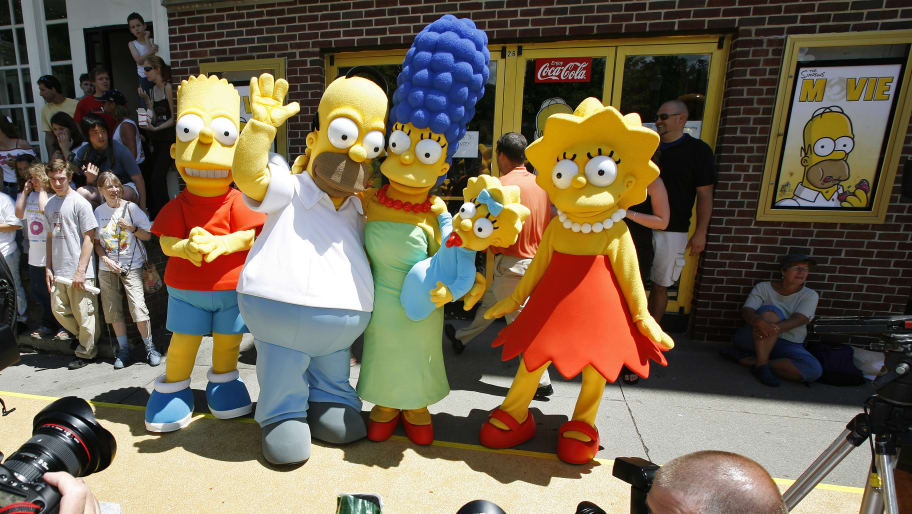 Characters at the premiere of the “The Simpsons Movie” in Springfield, Vermont, July 21, 2007. 