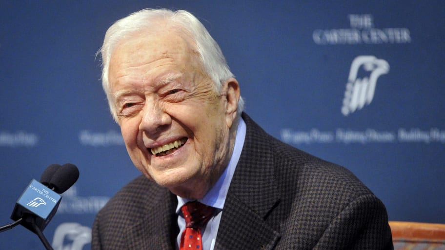 Former U.S. President Jimmy Carter takes questions from the media during a news conference at the Carter Center in Atlanta, Georgia, Aug. 20, 2015.