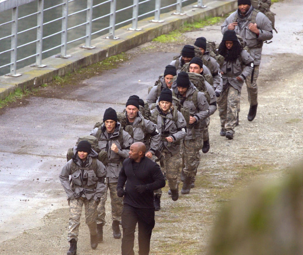 Recruits march in Special Forces: World's Toughest Test. 
