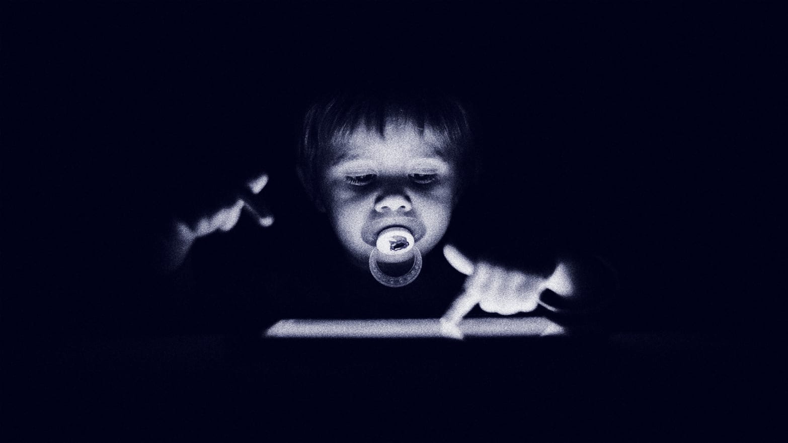 A photo illustration showing a toddler using an iPad.
