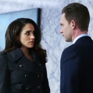 A still of Meghan Markle and Patrick J. Adams from the show "Suits"