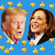 A photo illustration of Donald Trump and Kamala Harris.