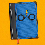 Illustration of a book cover with Harry Potter glasses made out of handcuffs and a lightning bolt scar