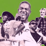 A photo illustration showing Kid Cudi, No Doubt, Blur and Tyler the Creator performing at Coachella 2024.