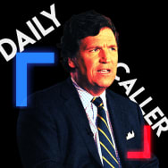 A photo illustration of Tucker Carlson and the logo of The Daily Caller.