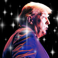 A photo illustration of former President Donald Trump and sparkles.