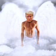 A photo illustration of Donald Trump as a shirtless, sexy angel