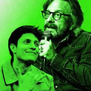 An illustration that including photos Comedians of Marc Maron and Matt Rife