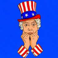 Illustration of a scared Uncle Sam