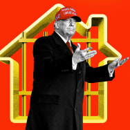 An illustration including former U.S. President Donald Trump