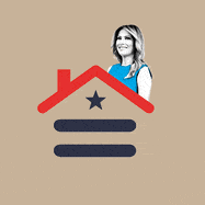 A gif of Melania Trump coming up and down out of the Log Cabin Republican logo.