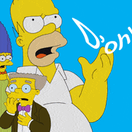 Alt: A photo illustration shows Homer Simpson, Marge Simpson and Smithers with their mouths open. The word ‘D’oh’ flashes into different shapes next to Homer.