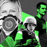 A photo illustration of Kirsten Dunst, Cailee Spaeny, and Wagner Moura