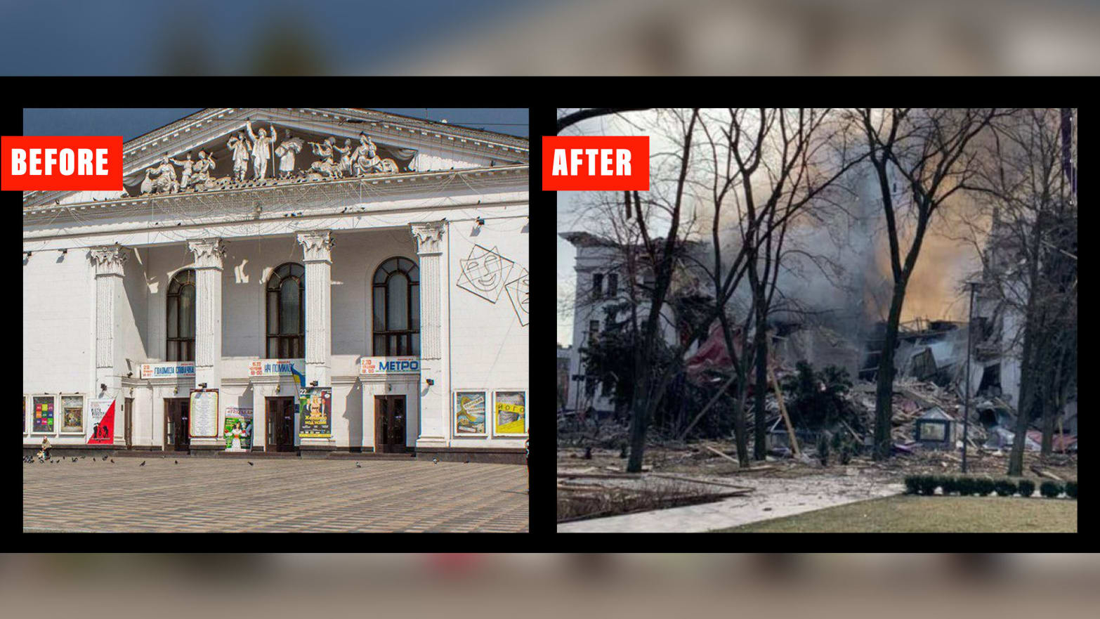 Οι επιζώντες του δραματικού θεάτρου της Μαριούπολης έφτασαν σε αυτοσχέδιο καταφύγιο βομβών πριν χτυπήσει η ρωσική απεργία