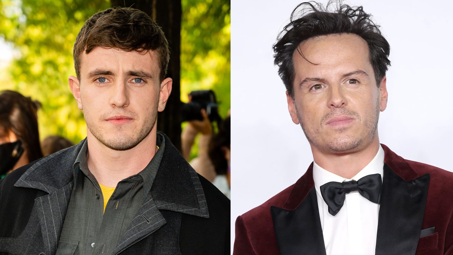 Side-by-side images of Paul Mescal and Andrew Scott