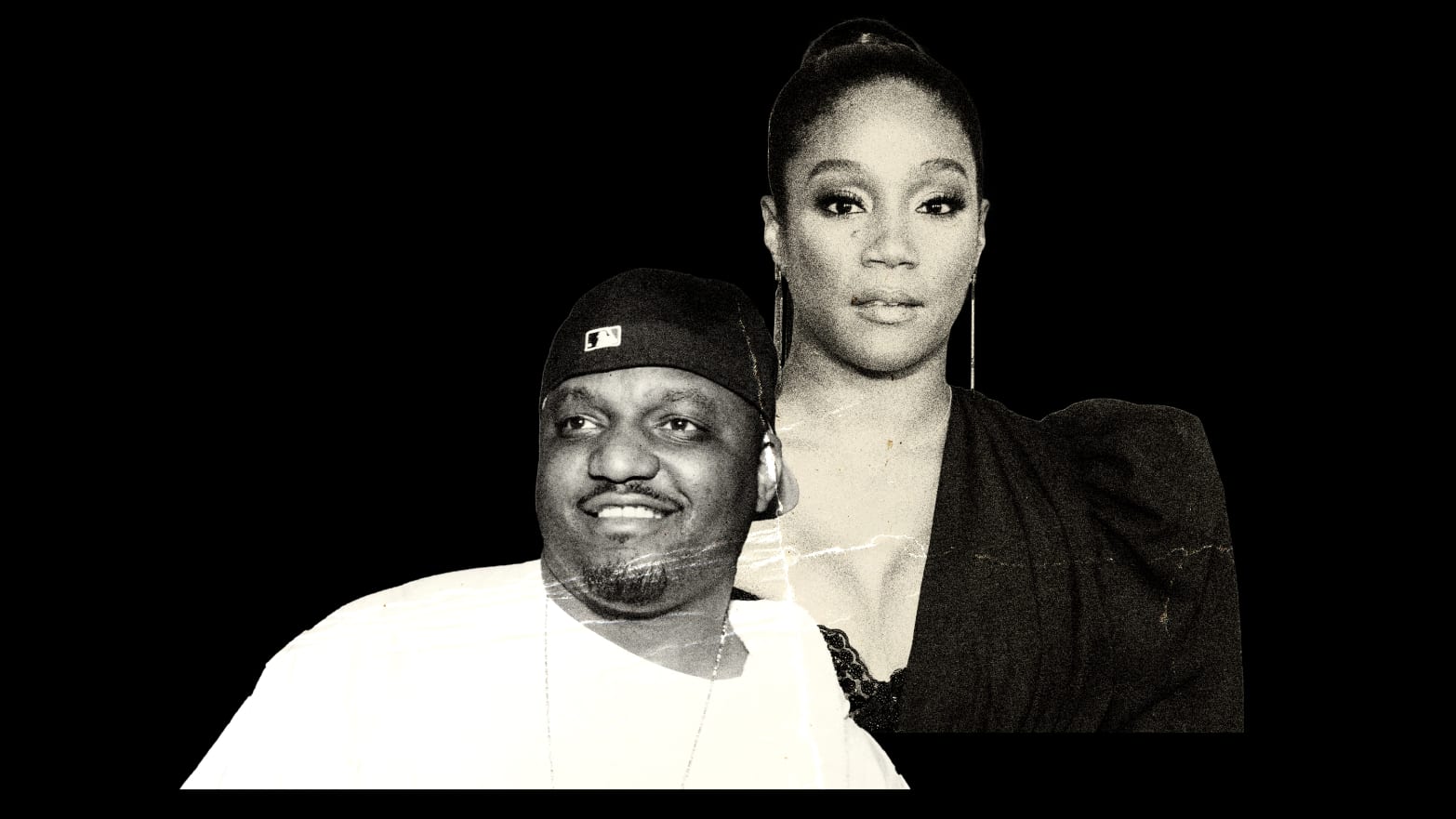 illustration featuring Tiffany Haddish and Aries Spears