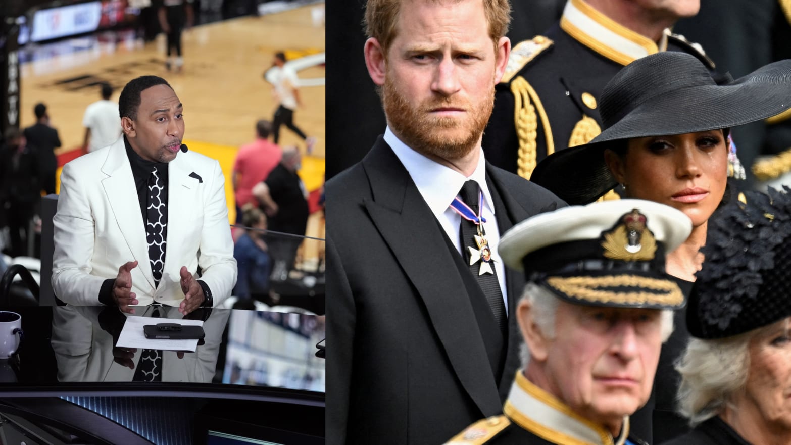 Stephen A. Smith and Prince Harry and Meghan Markle.