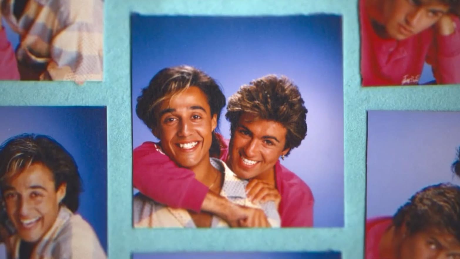 Archival photos of George Michael and Andrew Ridgeley in Wham!
