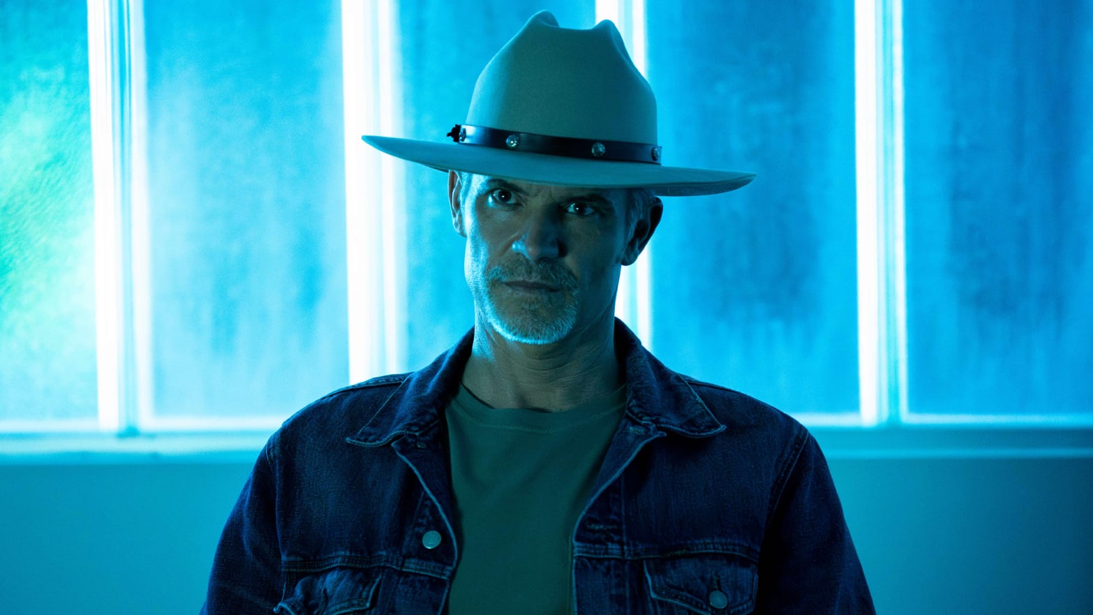 Timothy Olyphant as Raylan Givens in a scene from FX’s Justified: City Primeval.