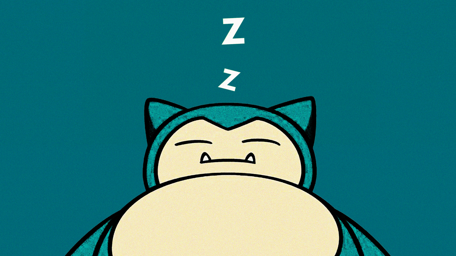 An illustration including photos of the Pokémon Snorlax and Sleeping iconography.
