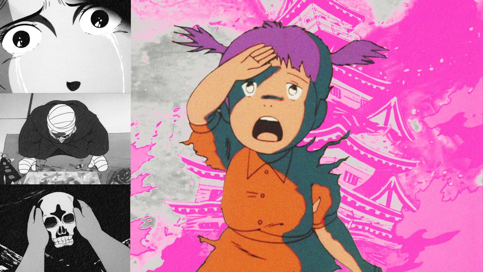 A photo illustration made up of stills from the movie Barefoot Gen