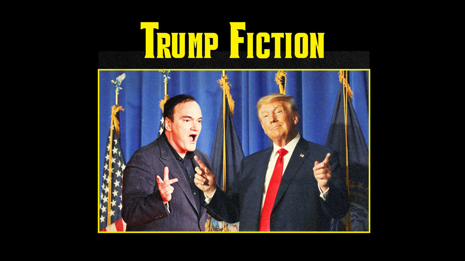 A photo illustration recreating the Pulp Fiction poster with Donald Trump and Quentin Tarantino