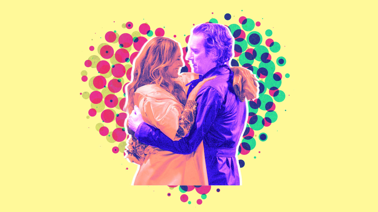 Photo illustration of Sarah Jessica Parker and John Corbett in 'And Just Like That.'