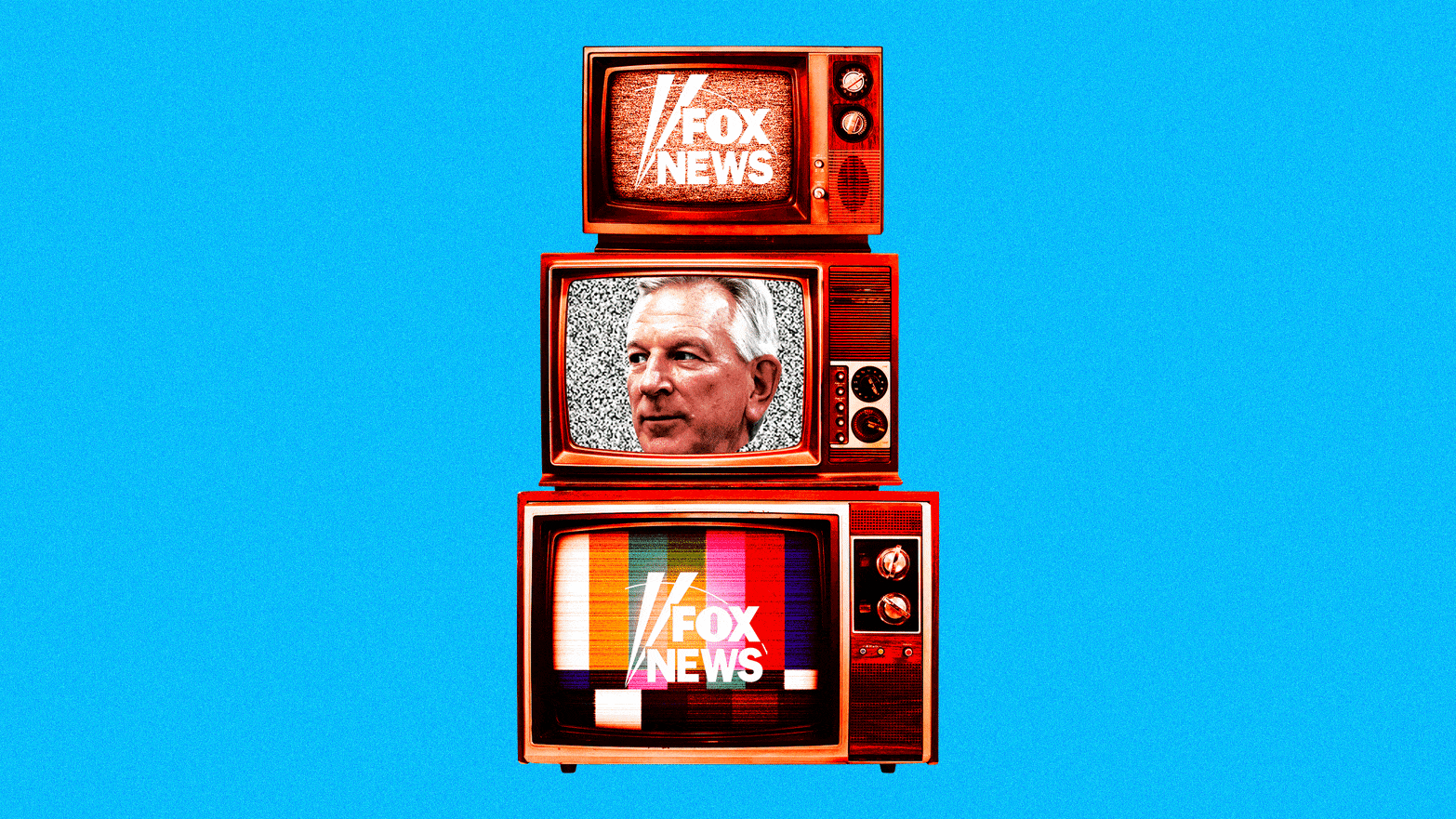 A animated gif of vintage television screens with Fox News and Republican Senator Tommy Tuberville's face.