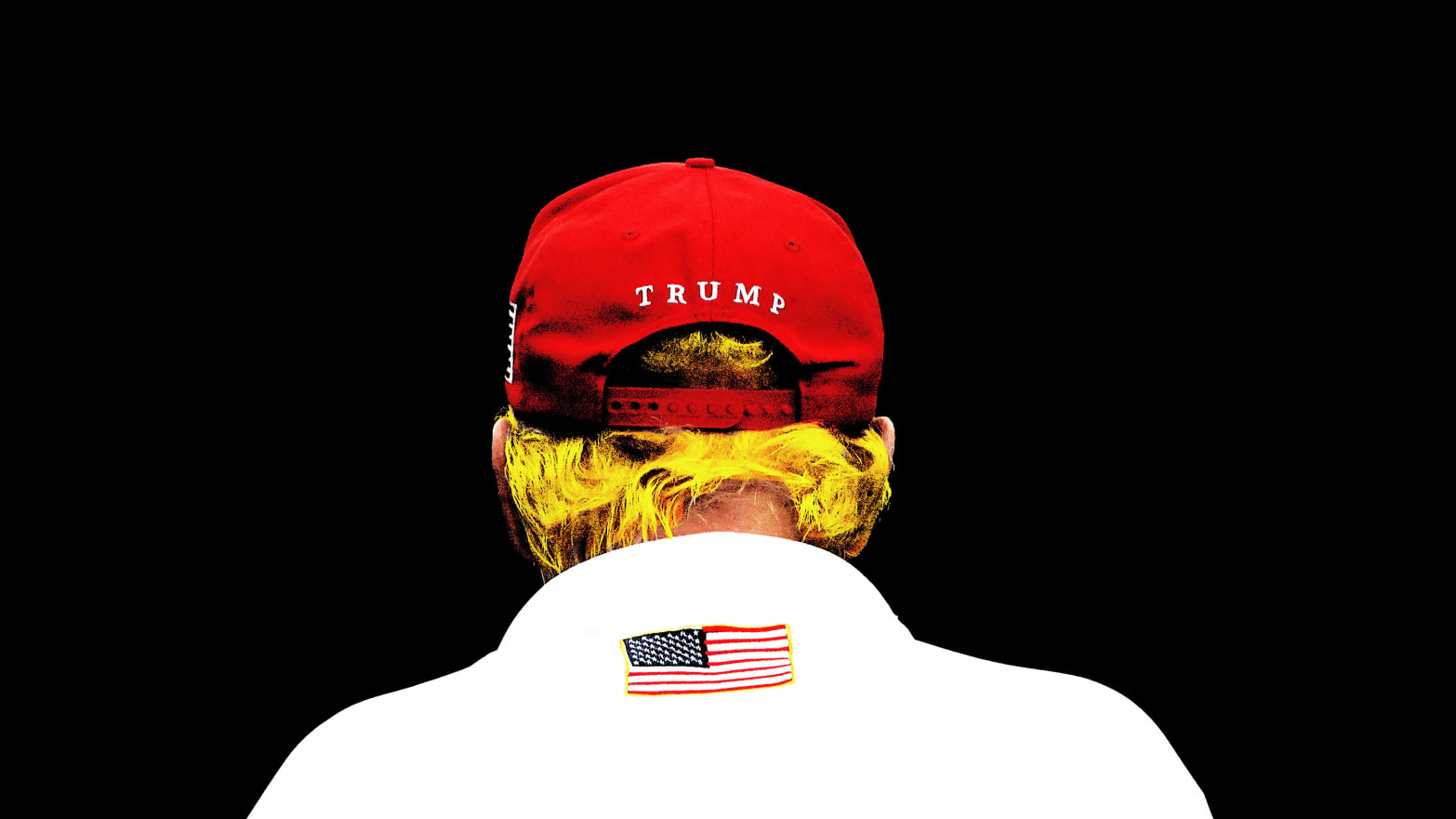 An illustration including a photo of Former US President Donald Trump in Golf Attire and MAGA cap