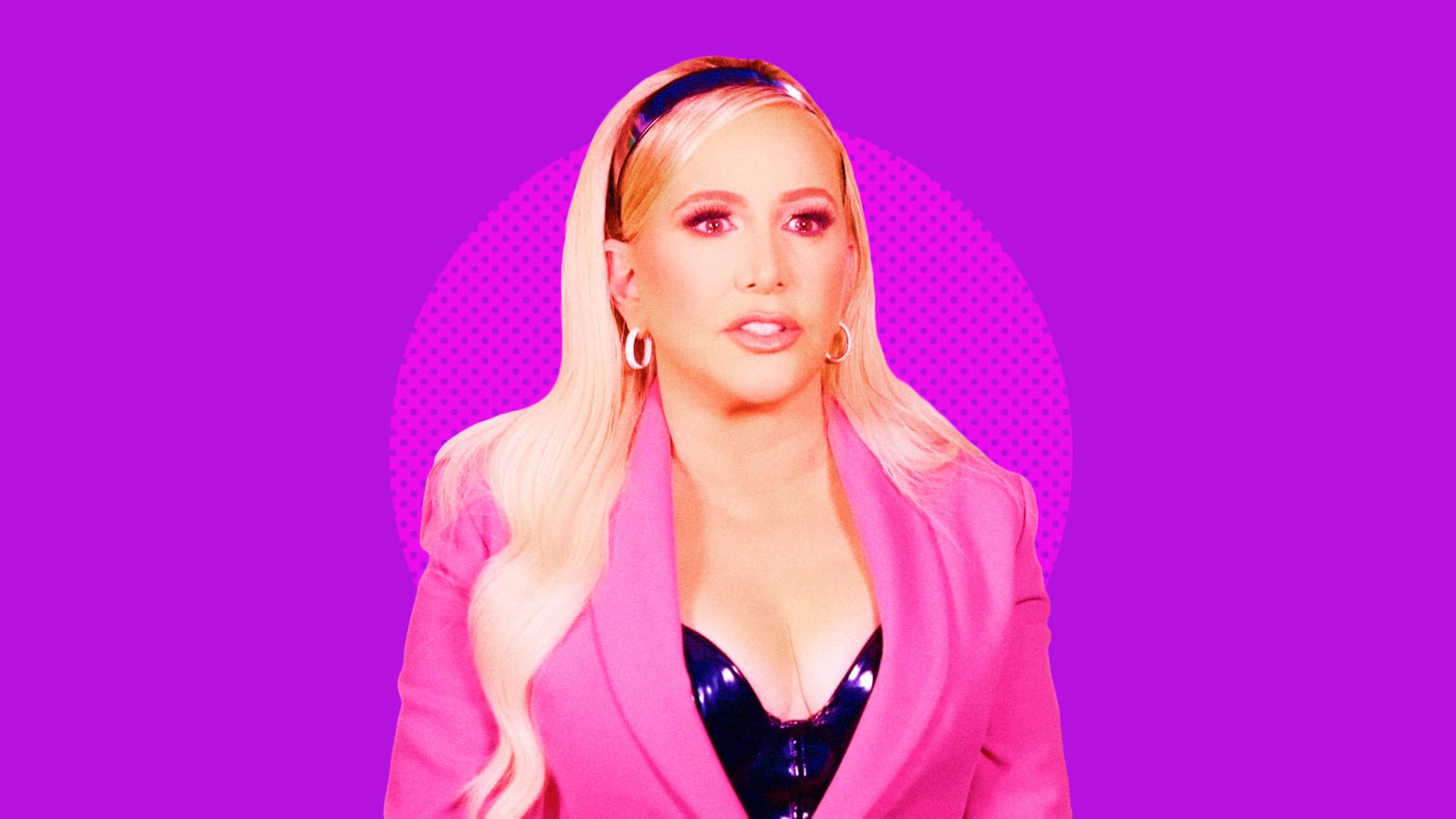 A photo illustration of Shannon Beador on a purple background.