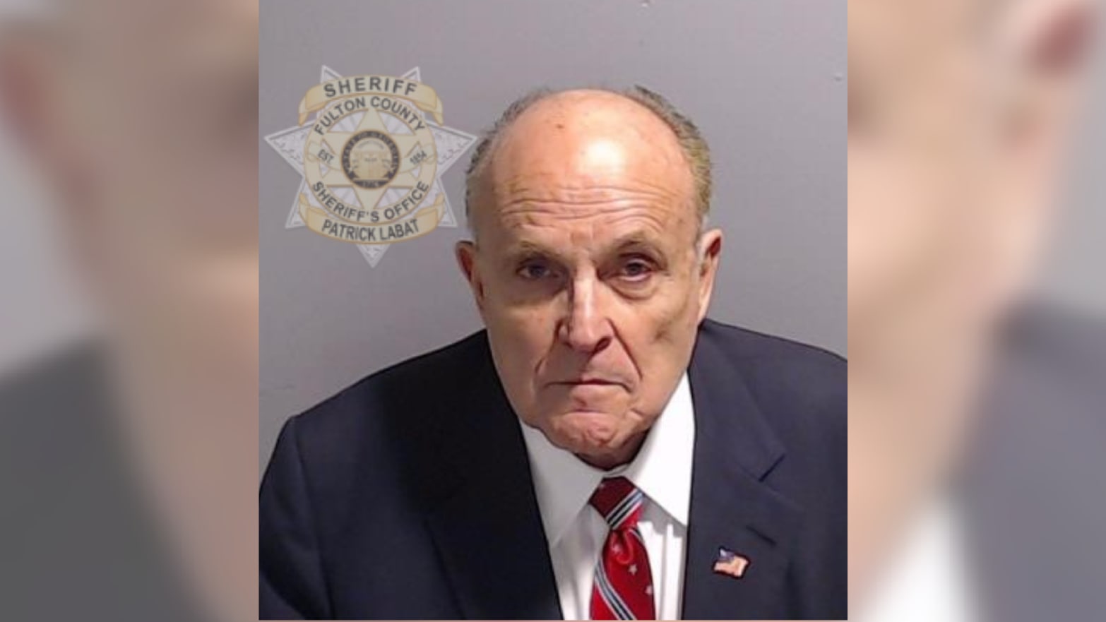 Rudy Giuliani seen in a booking photo from the Fulton County Jail