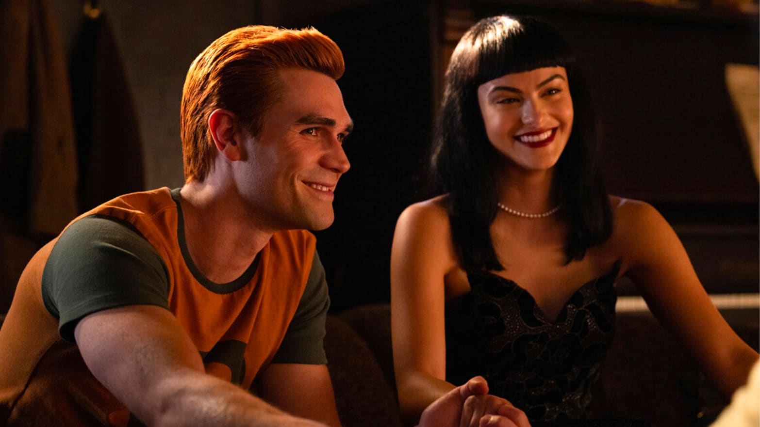 KJ Apa as Archie Andrews and Camila Mendes as Veronica Lodge in Riverdale.