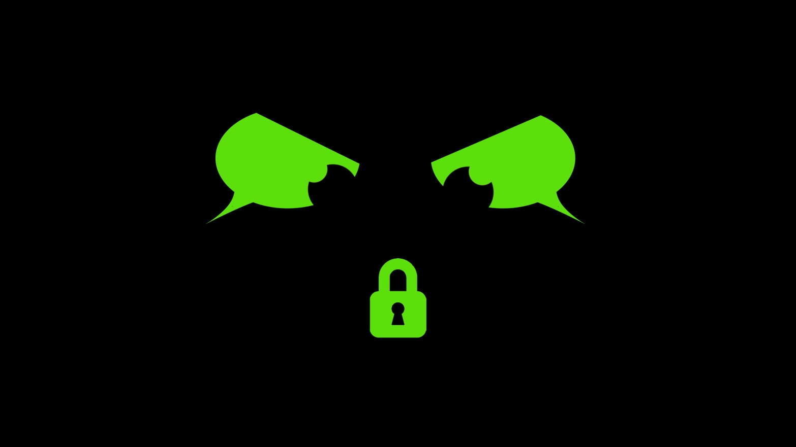 Illustration of an angry face with eyes made of green speech bubbles and a nose made out of a closed lock