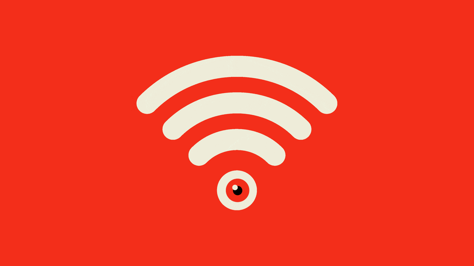 Illustrated gif of the wifi symbol with the bottom dot as an eye going side to side and blinking