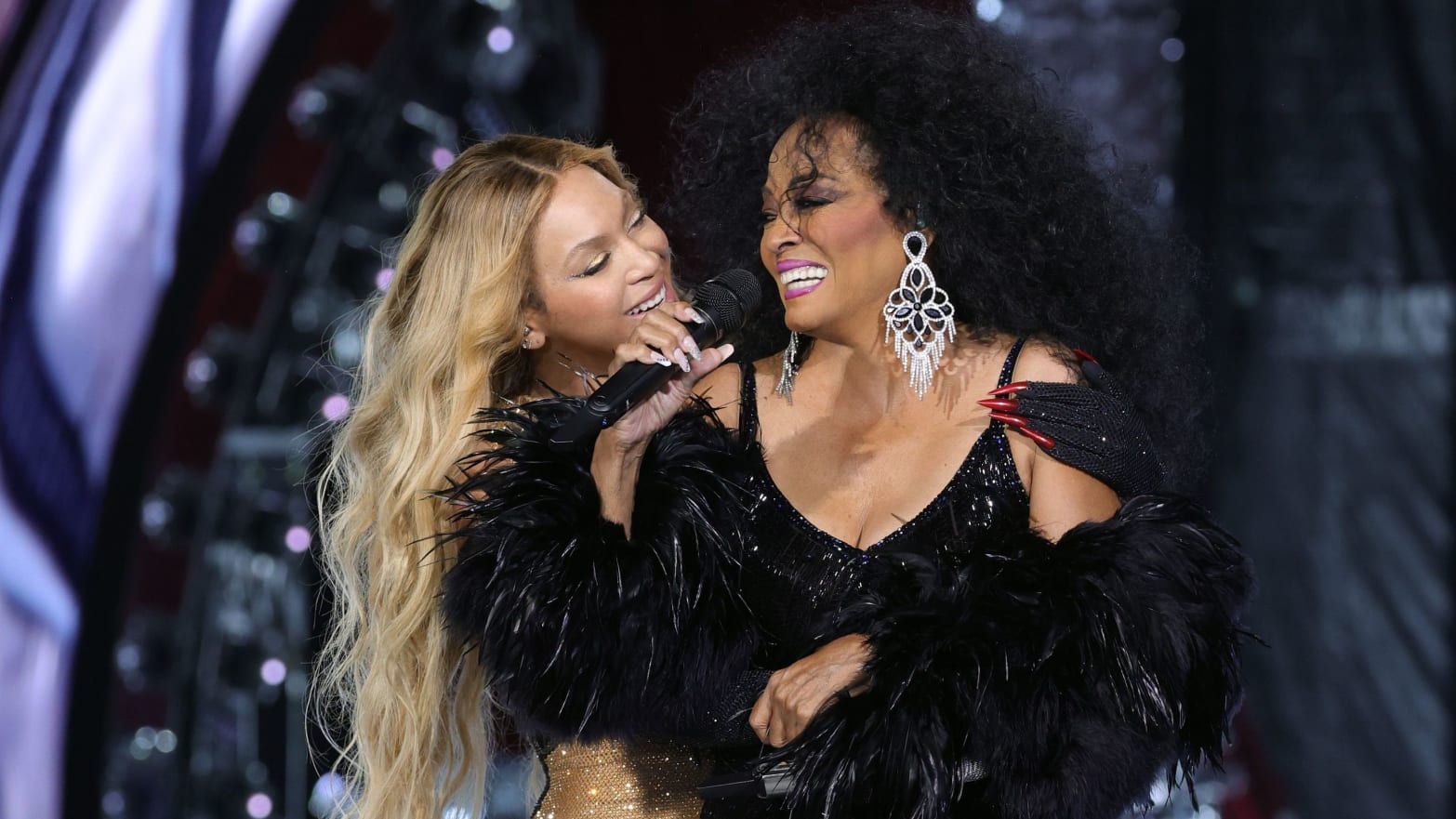 Beyoncé performs onstage during the Renaissance World Tour with Diana Ross