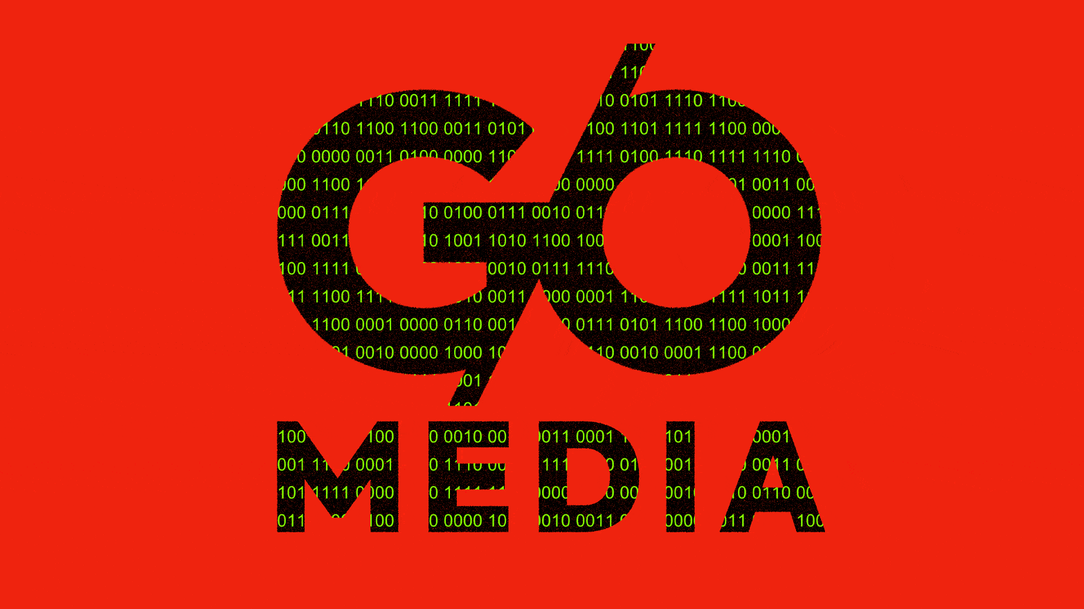 Illustrated gif of the G/O Media logo with binary code