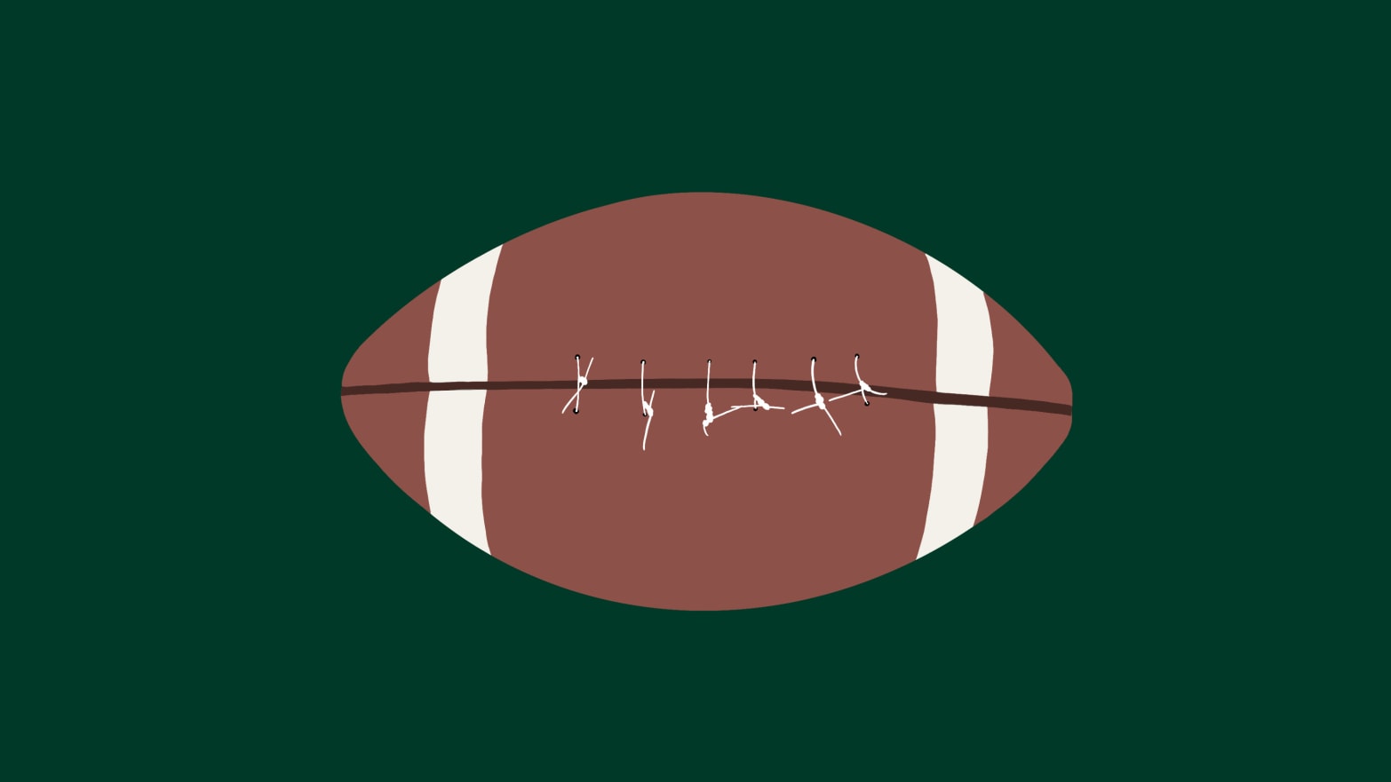 Illustration of a football with medical stitches on a green background