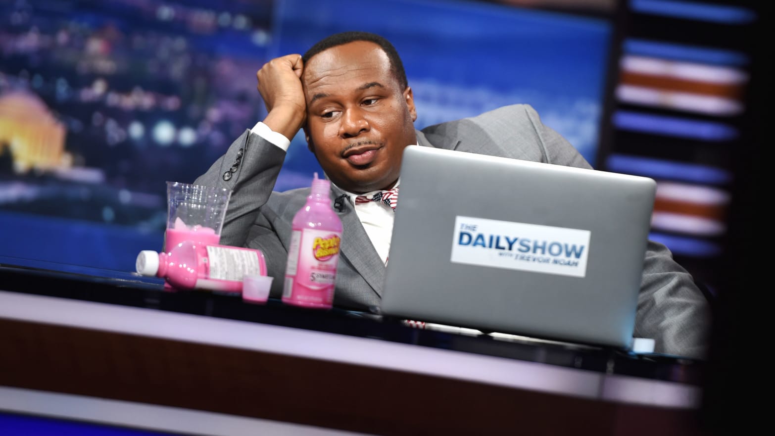 A photo including Correspondent Roy Wood Jr. on The Daily Show with Trevor Noah