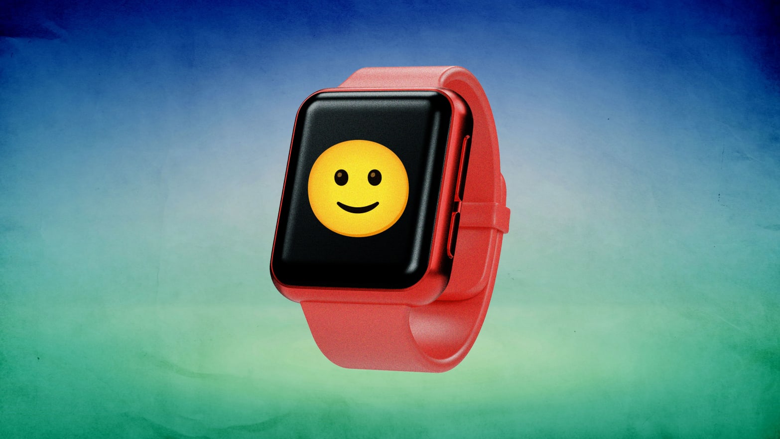 An illustration including a Smart Watch and a Blue gradient textured background