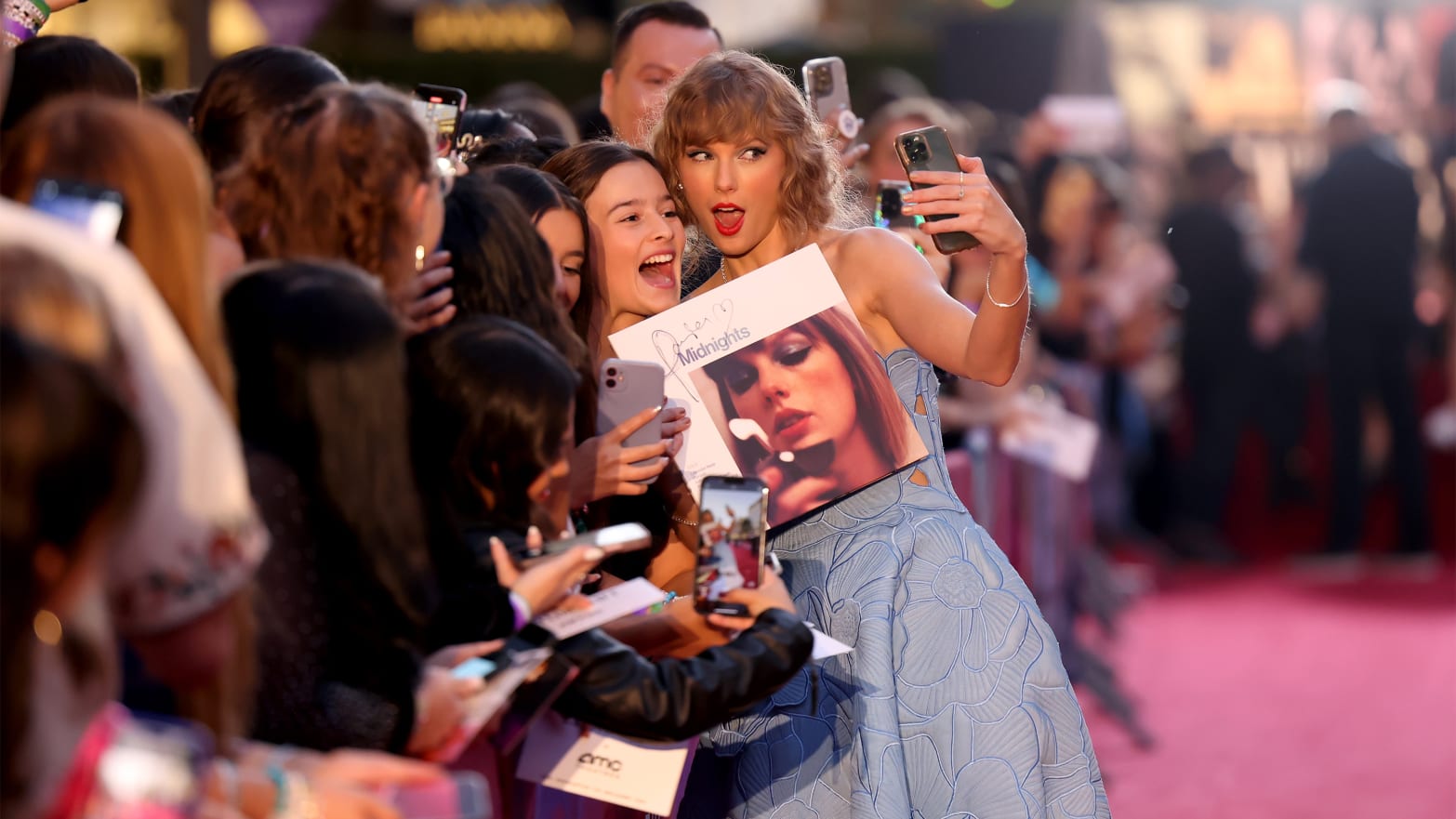 Taylor Swift attends the "Taylor Swift: The Eras Tour" Concert Movie World Premiere at AMC The Grove 14 in Los Angeles, California.