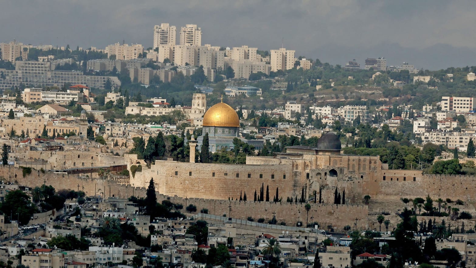 A general view of East Jerusalem and the Dome of the Rock at the Al-Aqsa Mosque compound