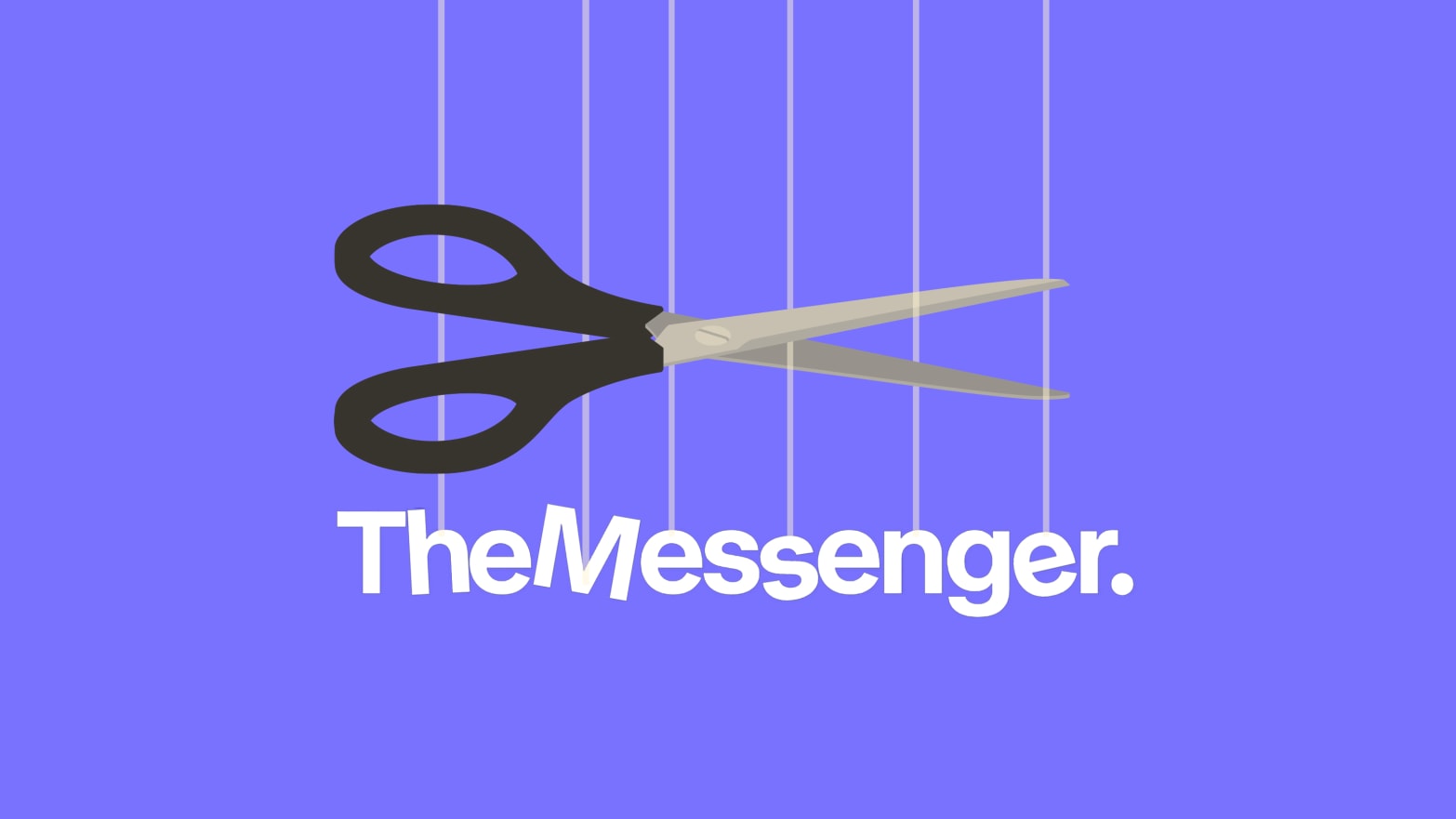 A pair of scissors and The Messenger news logo.