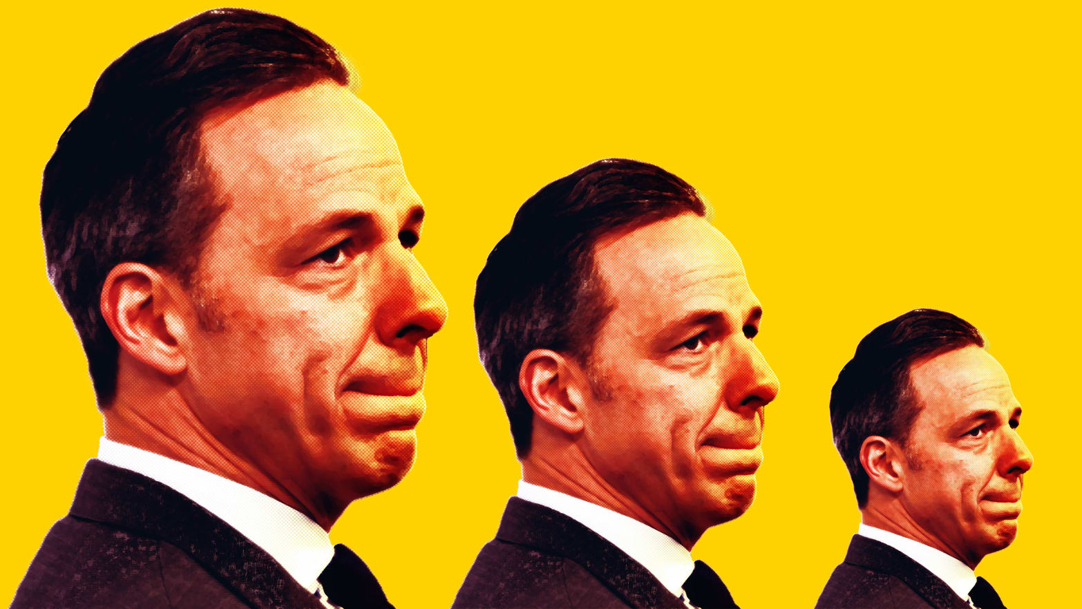 Photo illustration of Jake Tapper on a yellow background.
