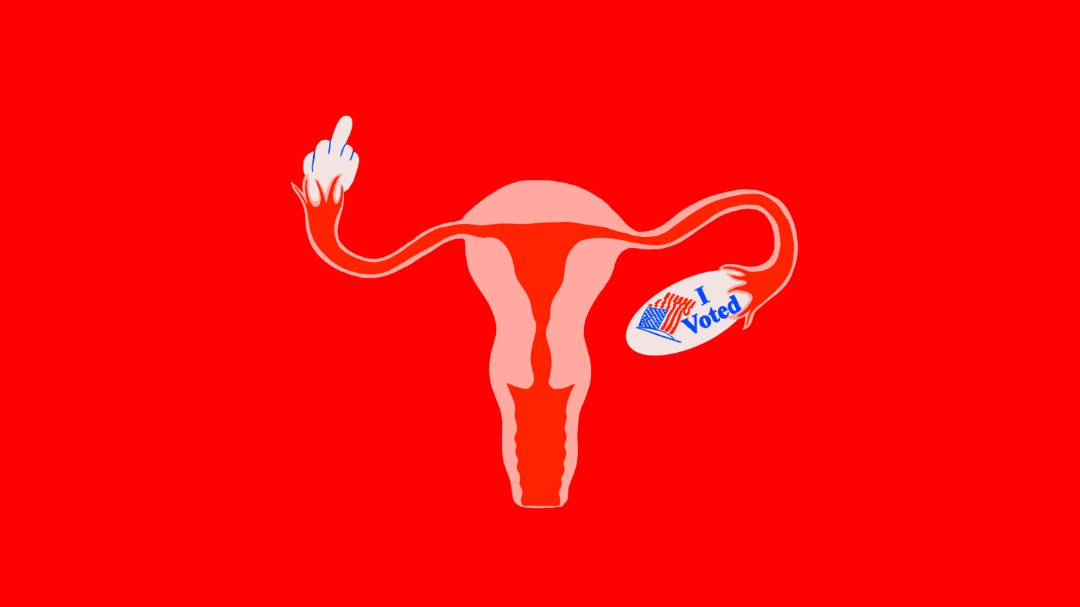image of uterus giving middle finger and i voted sticker