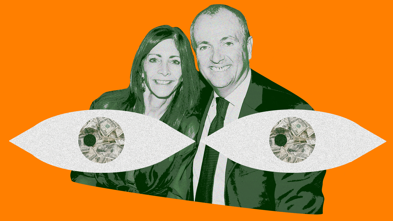 A photo illustration showing Tammy Murphy and New Jersey Governor Phil Murphy.