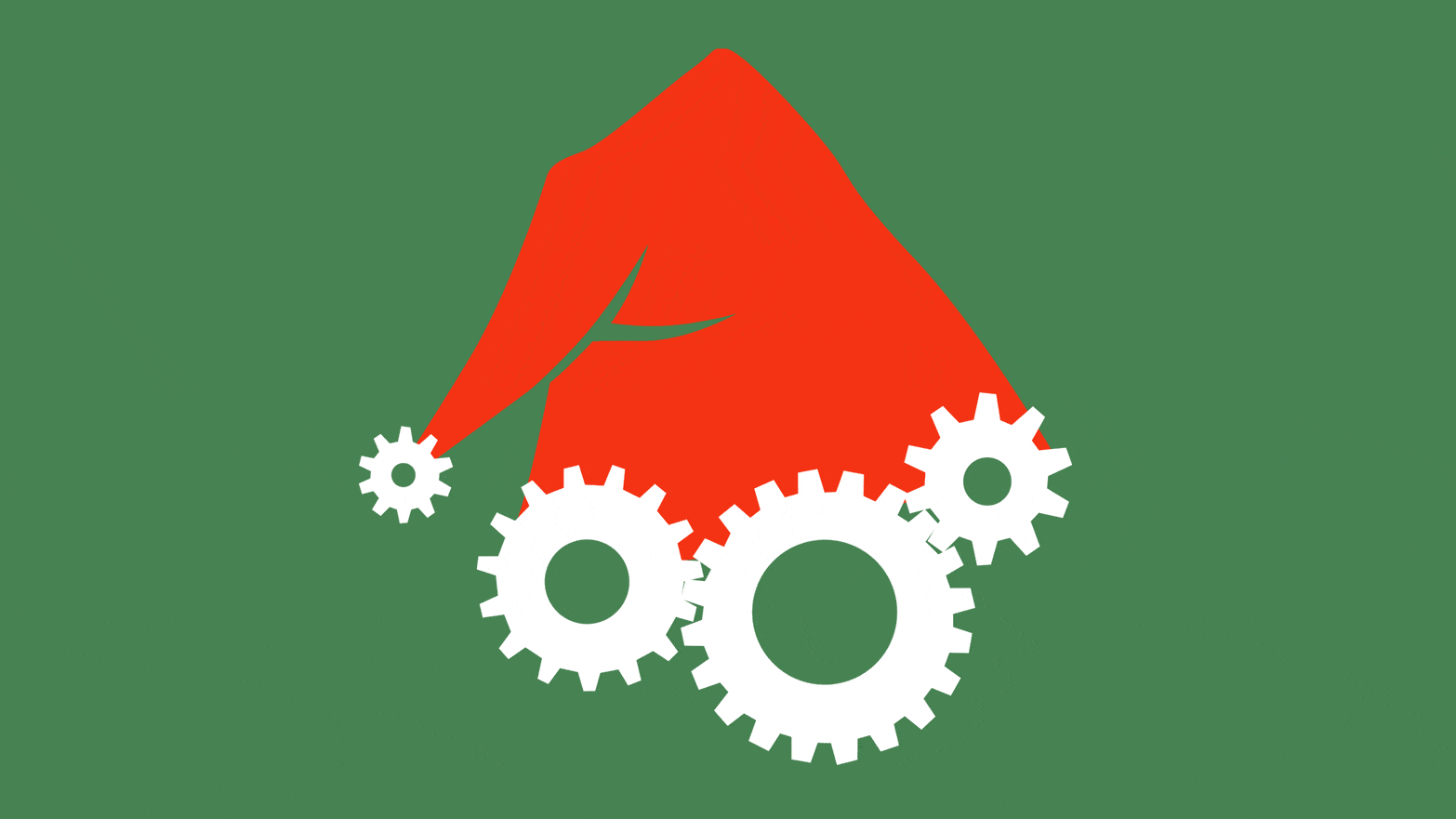 llustrative gif of a Santa hat with rotating gears as the white fur part
