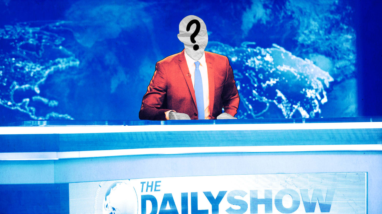 A photo illustration of The Daily Show set.