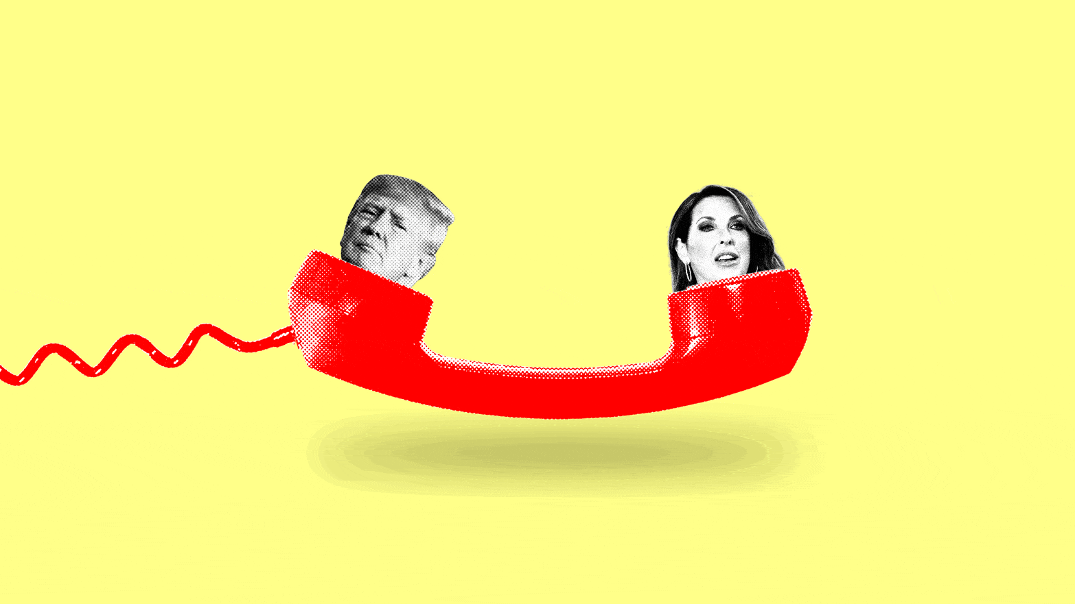 A gif of Donald Trump and Ronna McDaniel and a telephone