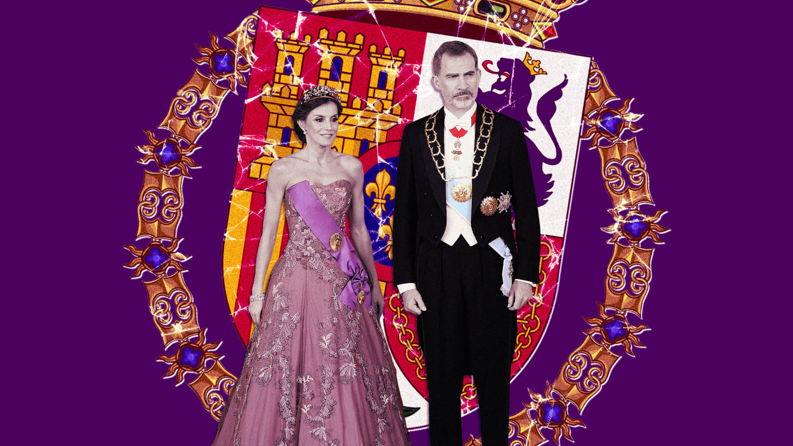 A photo illustration of King Felipe and Queen Letizia.
